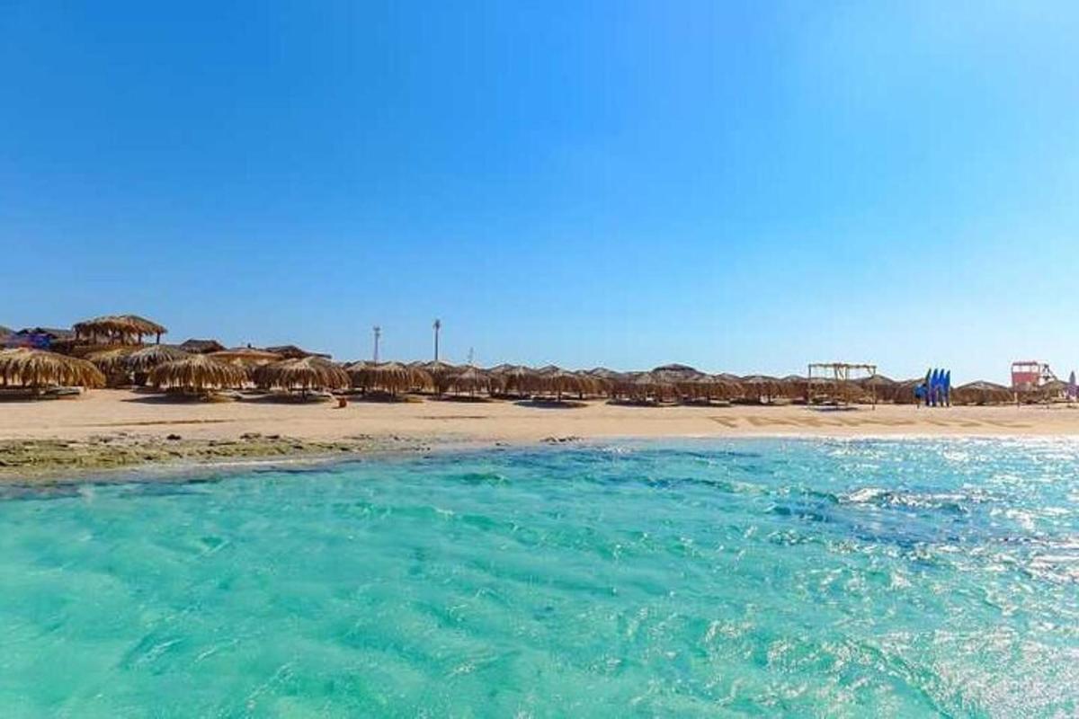 plaža s grupom suncobrana i oceanom