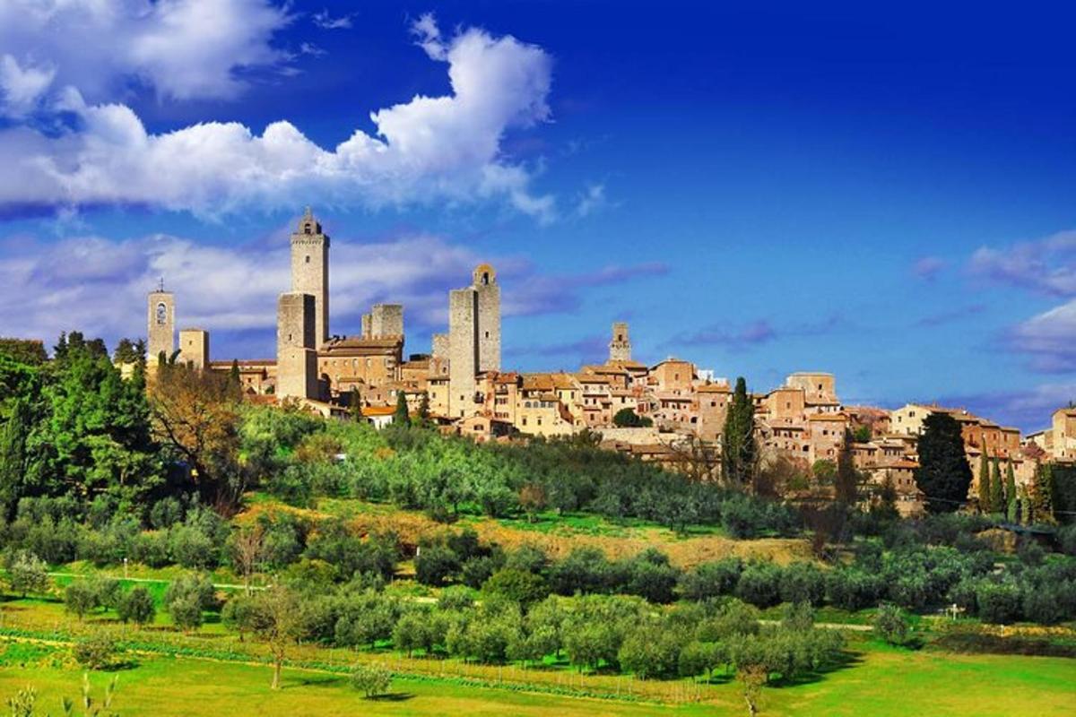 una grande città in cima a una collina con alberi