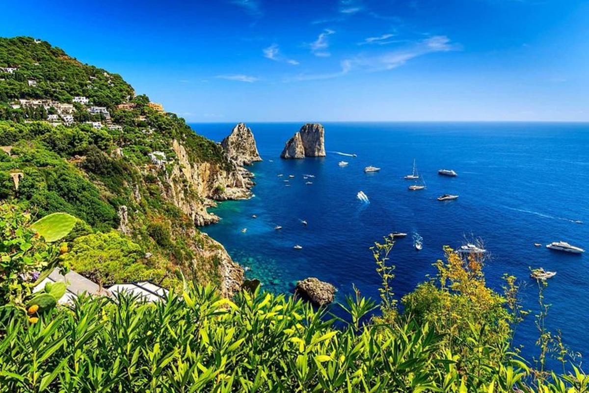 a view of the ocean with boats in the water