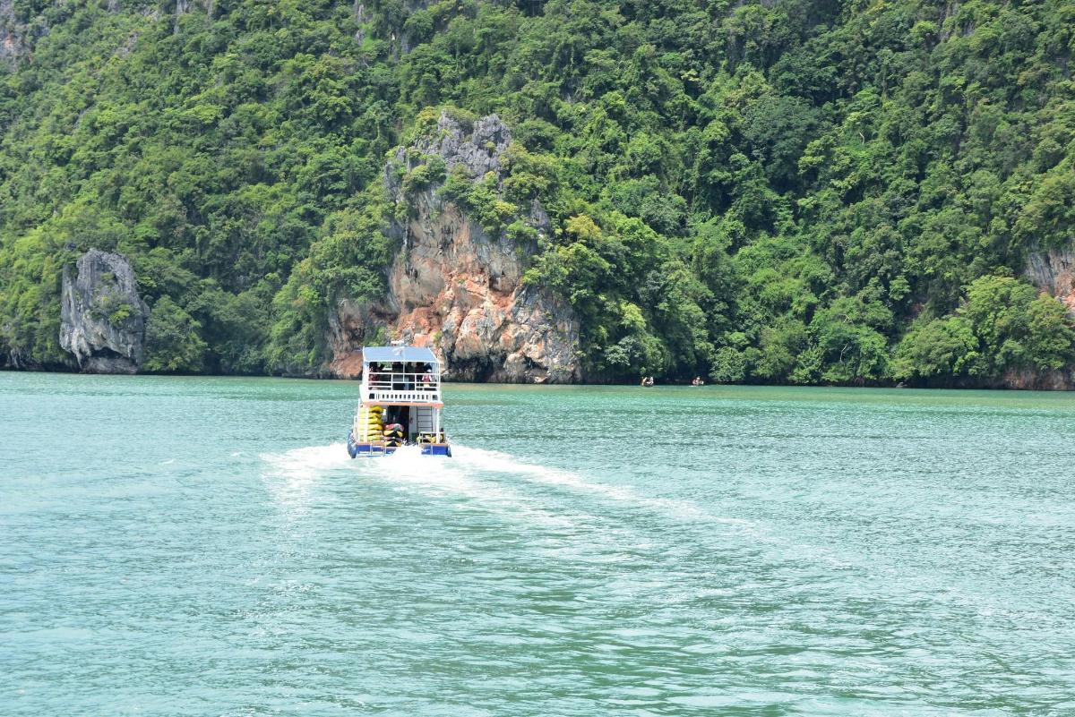 a boat in the middle of a body of water