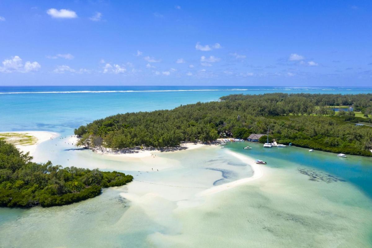 an aerial view of an island in the ocean