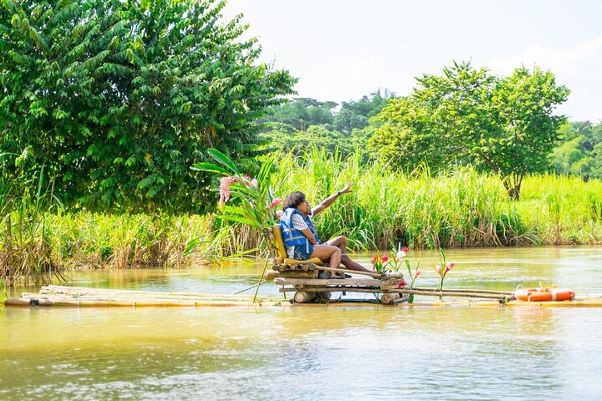 a woman sitting on a raft in the water