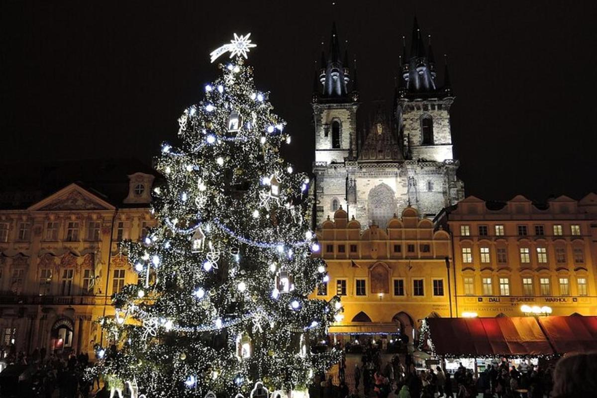 vánoční strom před velkou budovou