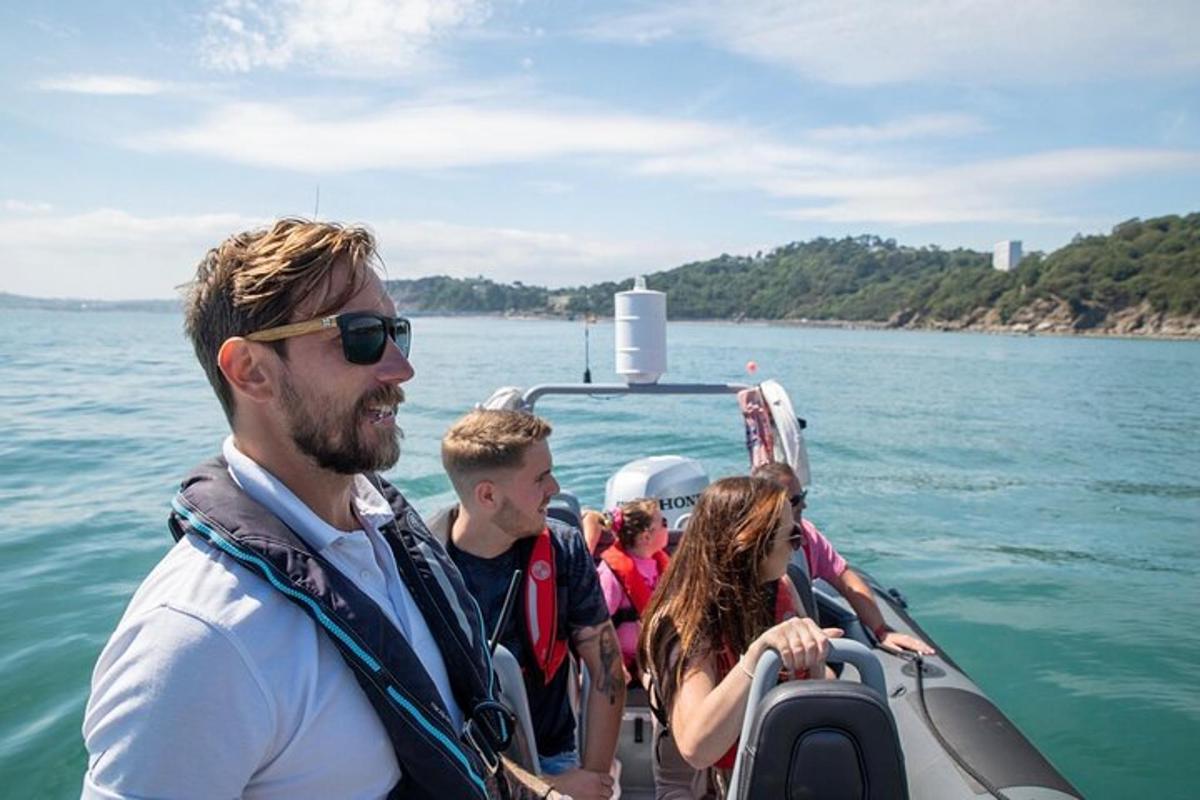 a group of people on a boat in the water