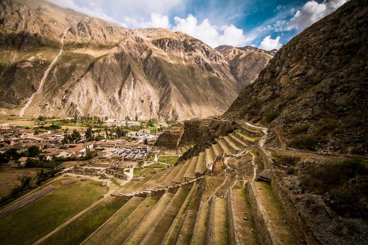 an aerial view of a village in the mountains