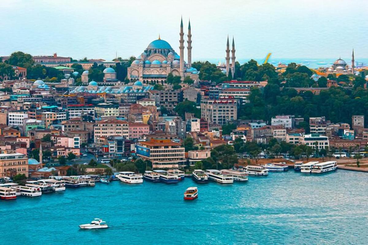a view of a city with boats in the water