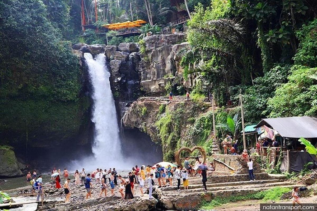 un grup de persones dempeus davant d'una cascada