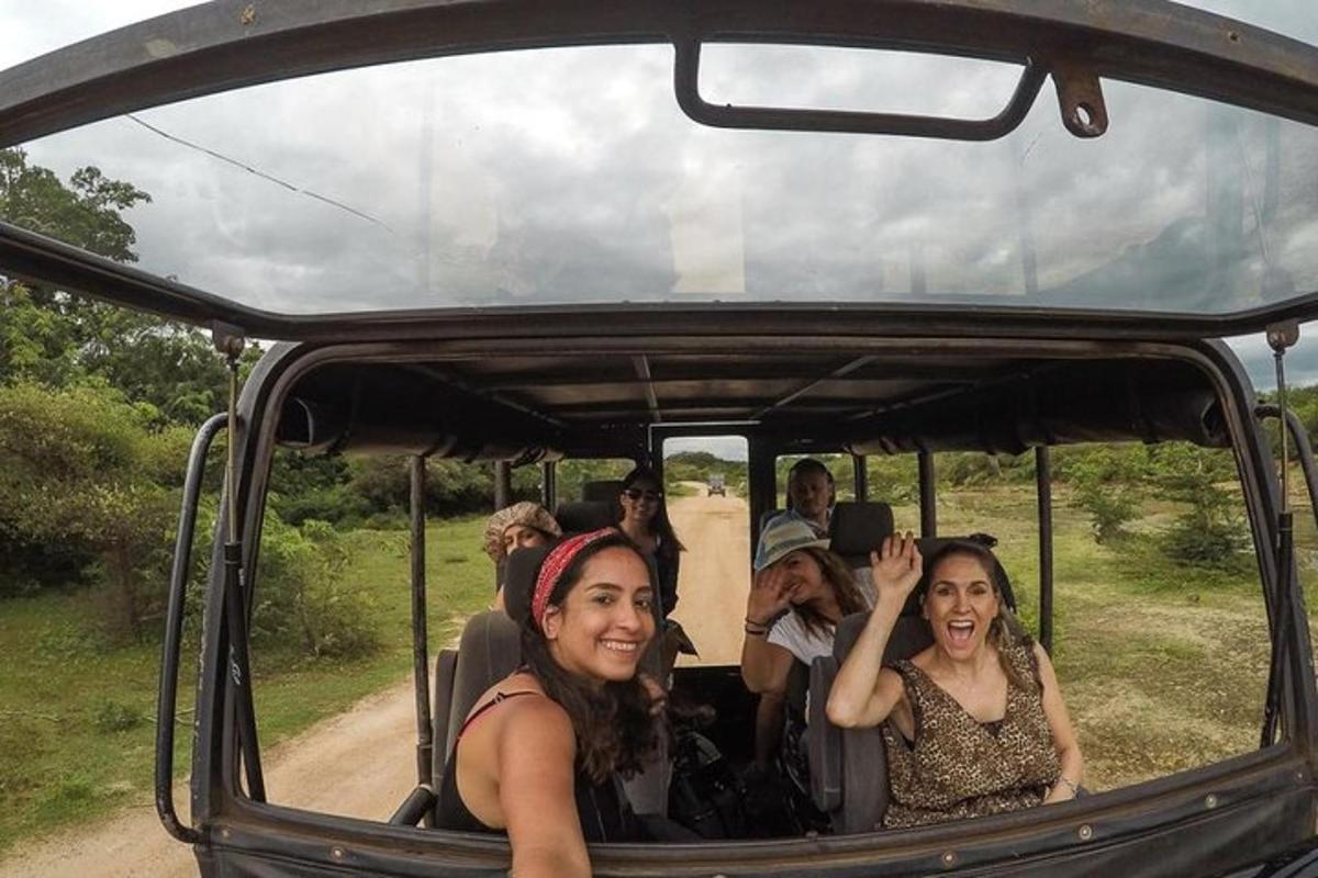 a group of people in the back of a vehicle