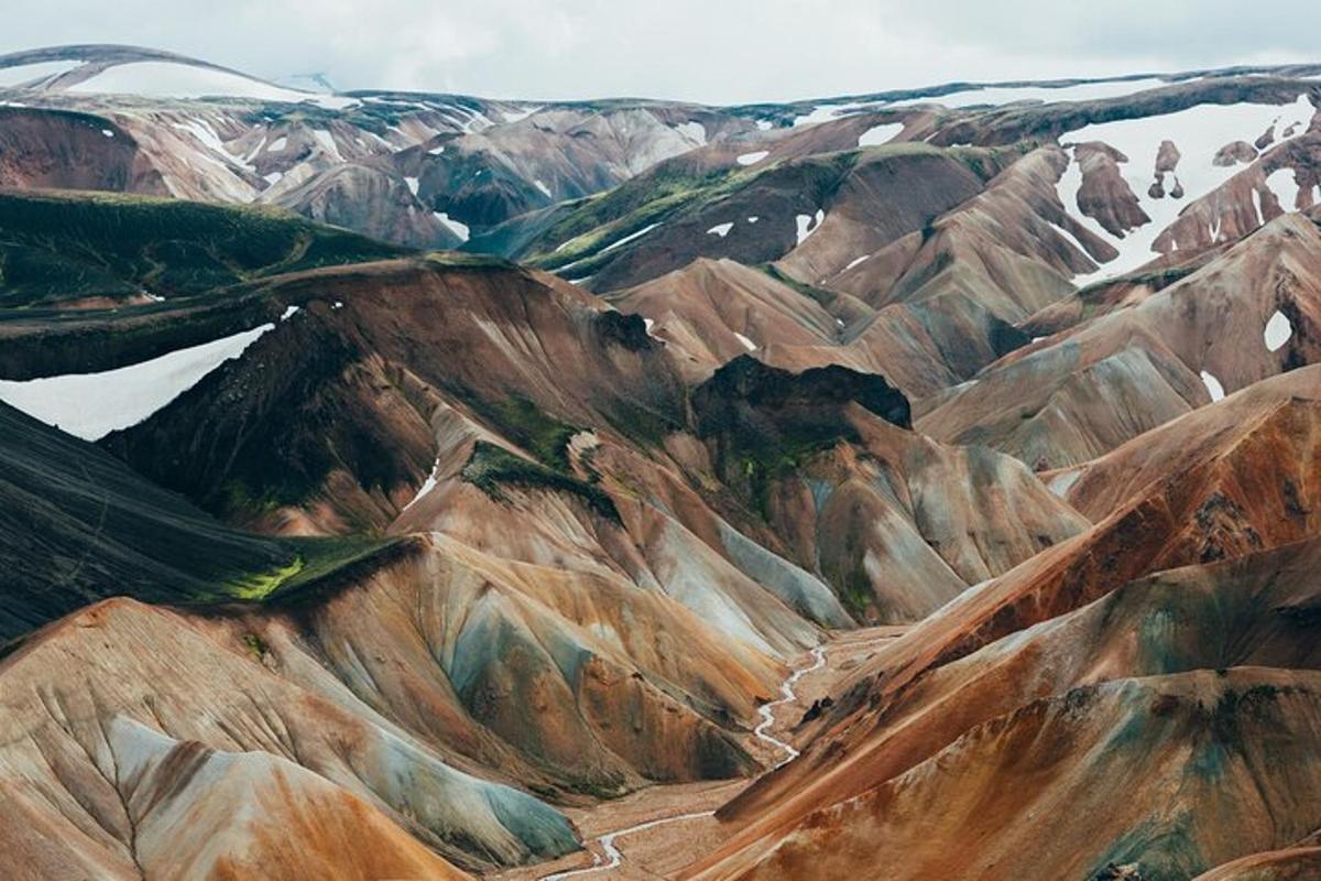 an aerial view of a mountain range