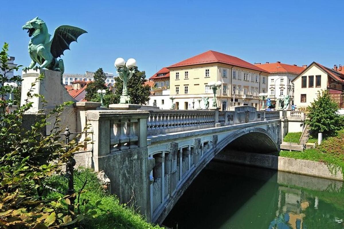a bridge over a river in a city with buildings