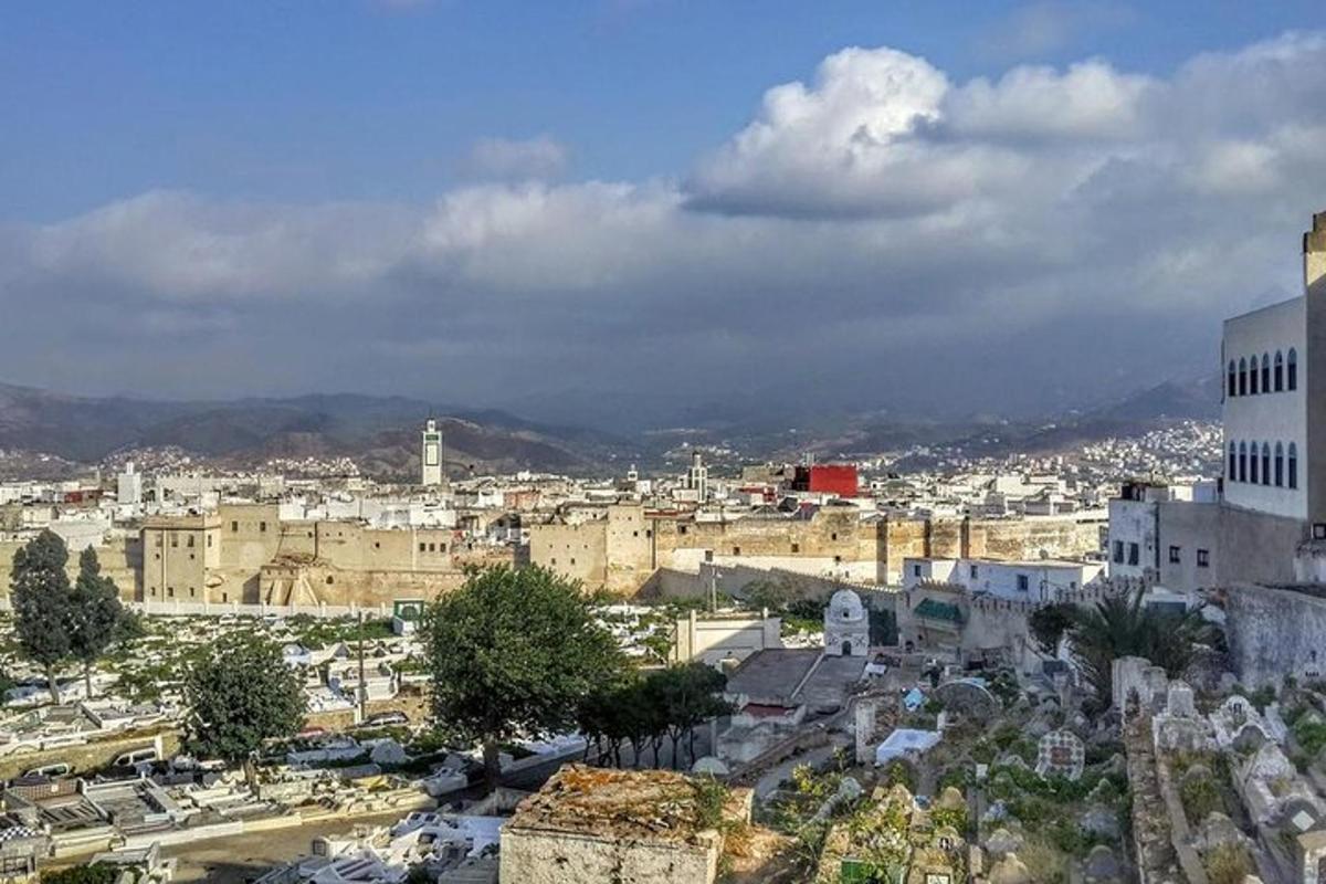 un paesaggio urbano di una città con edifici e montagne