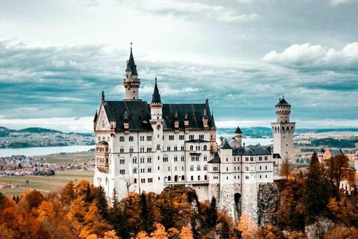 a large castle on top of a mountain