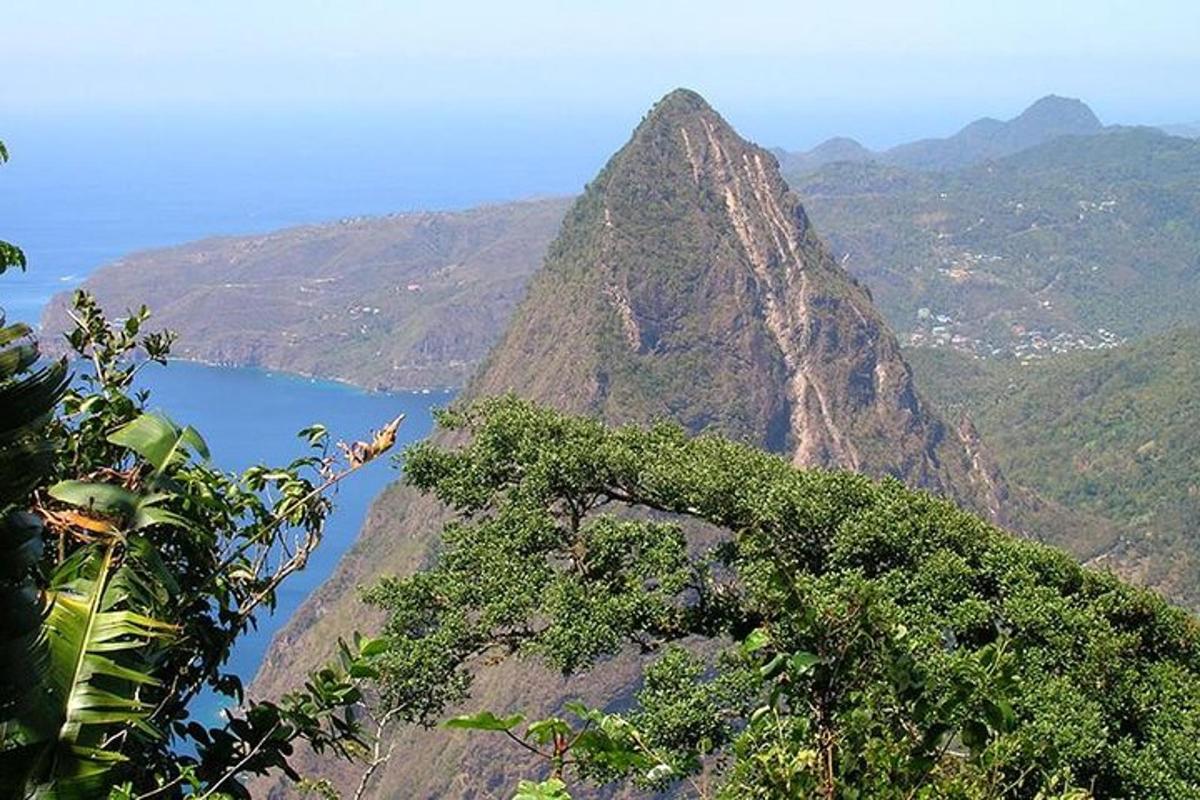 a view of a mountain with a body of water