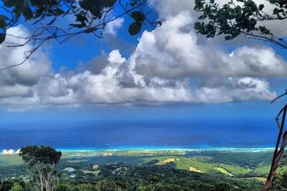 una vista dell'oceano dalla cima di una collina