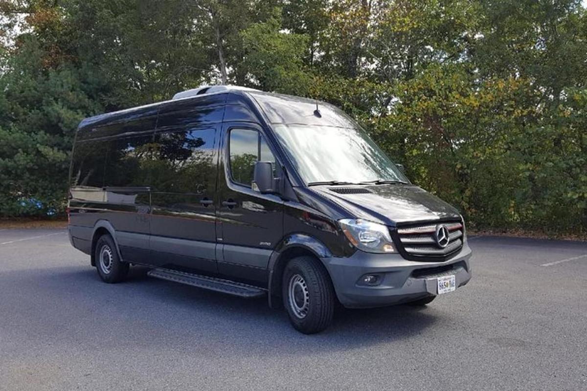 una camioneta negra estacionada en un estacionamiento