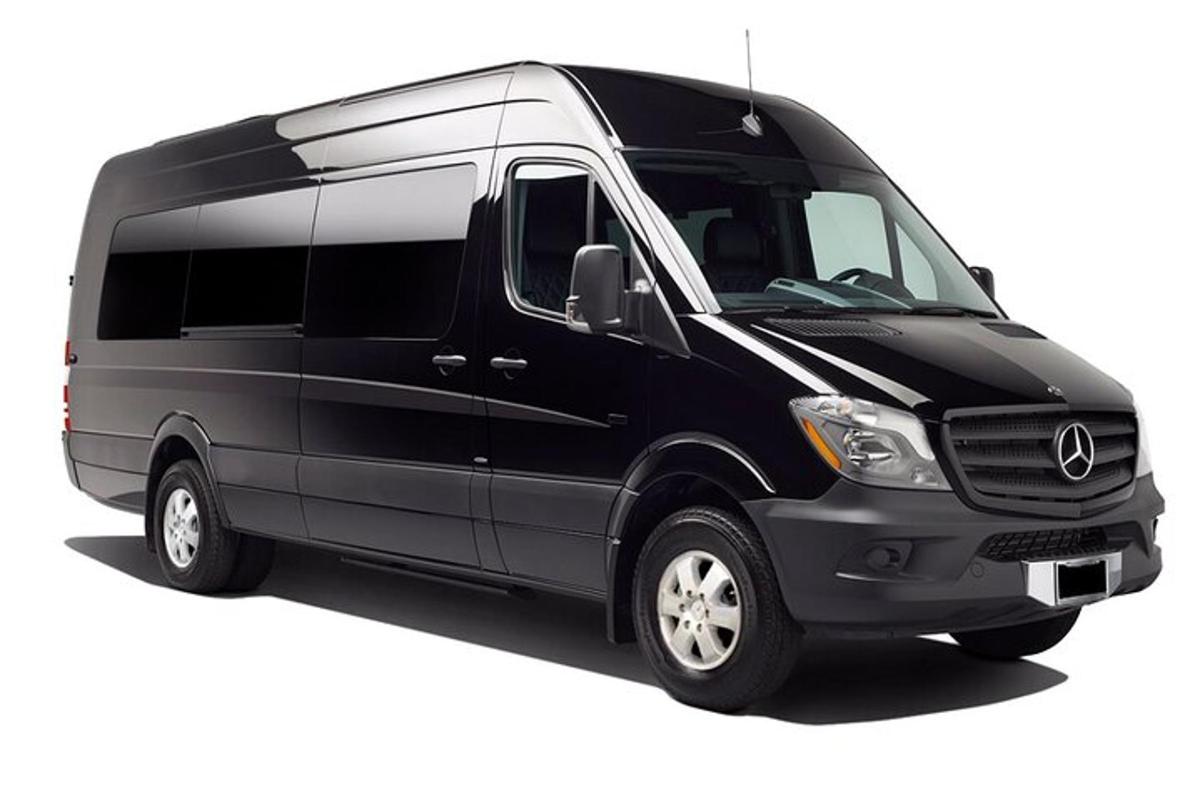 a black van parked on a white background