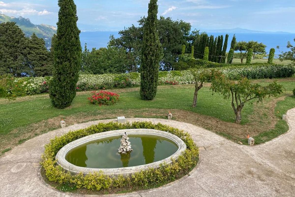 un petit estany en un parc amb arbres i arbustos