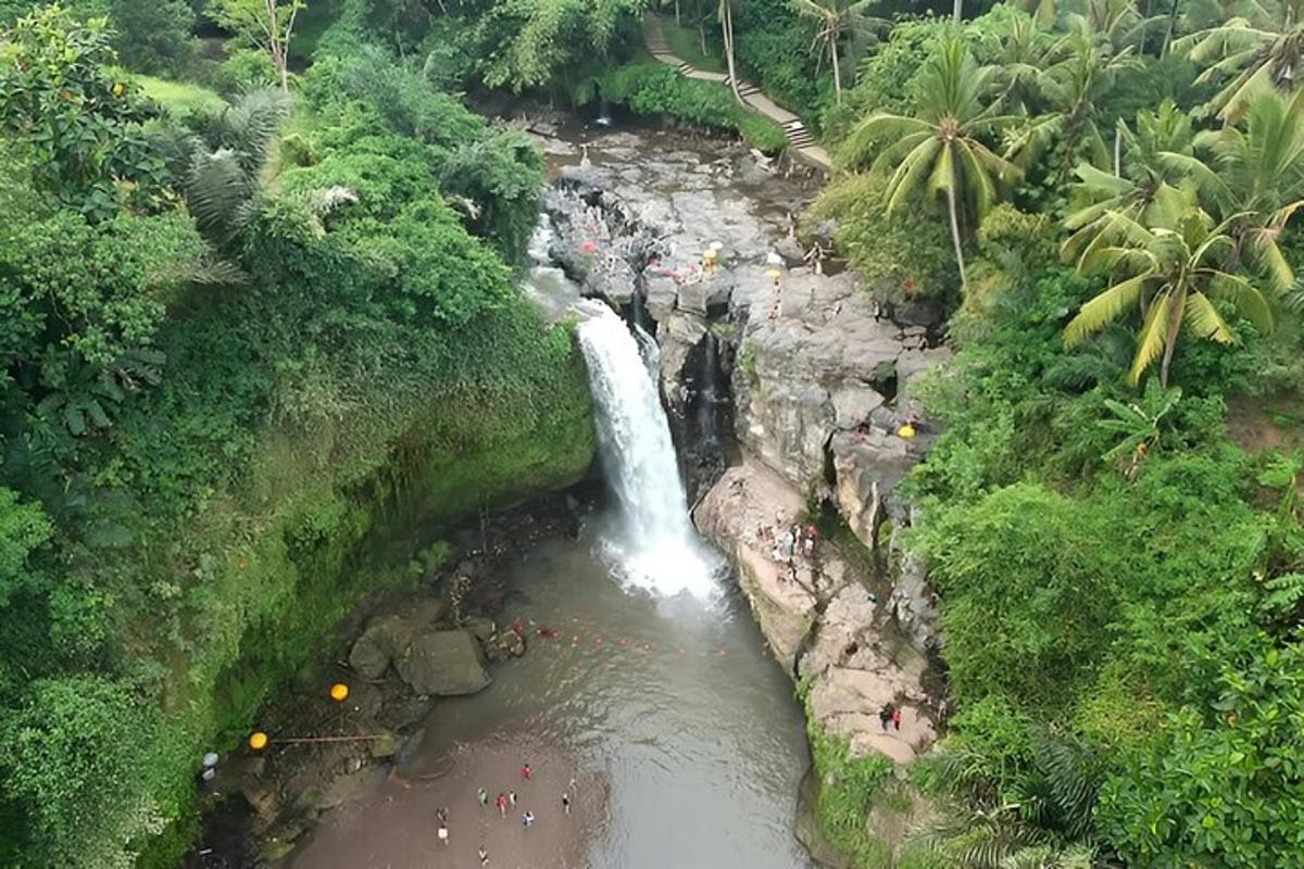 een luchtfoto van een waterval in een jungle