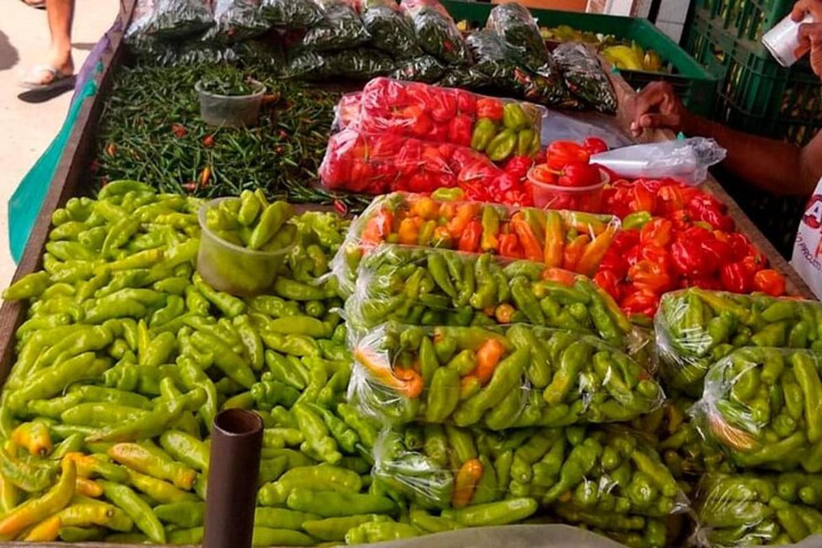 một màn hình hiển thị các loại rau để bán ở chợ