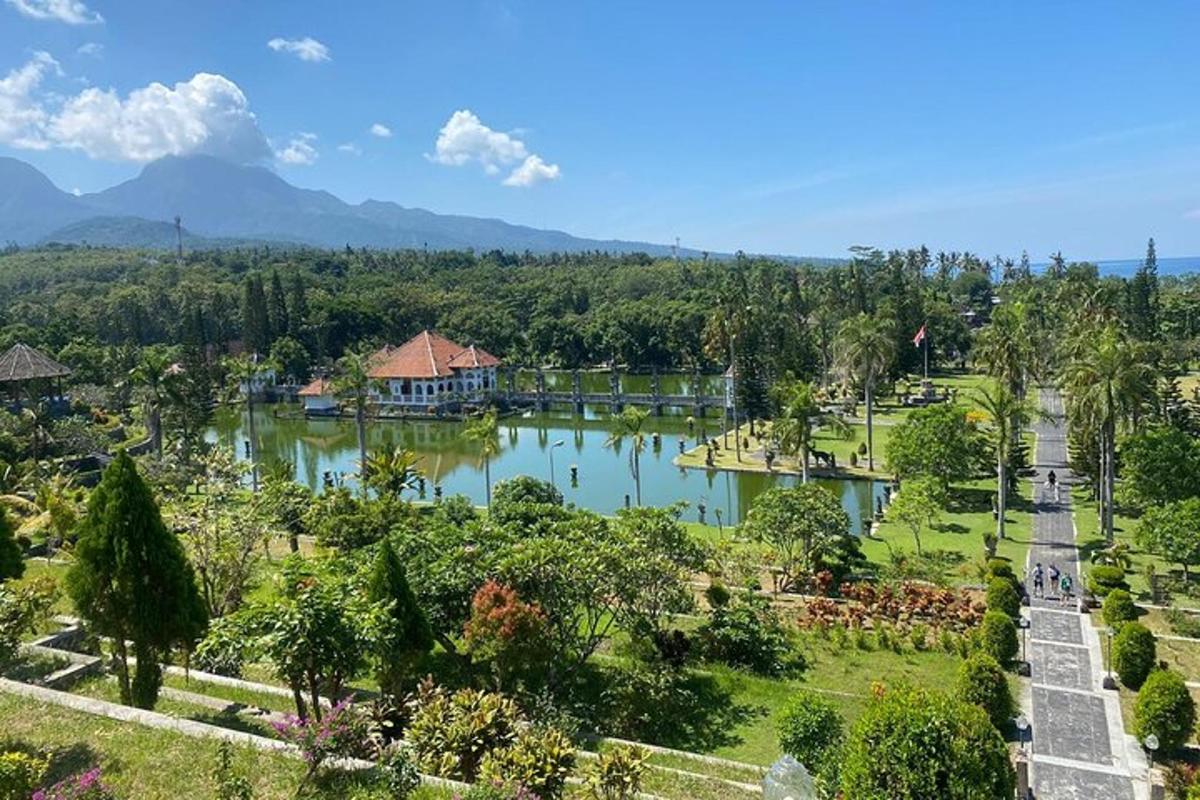 egy park látványa vízfelülettel