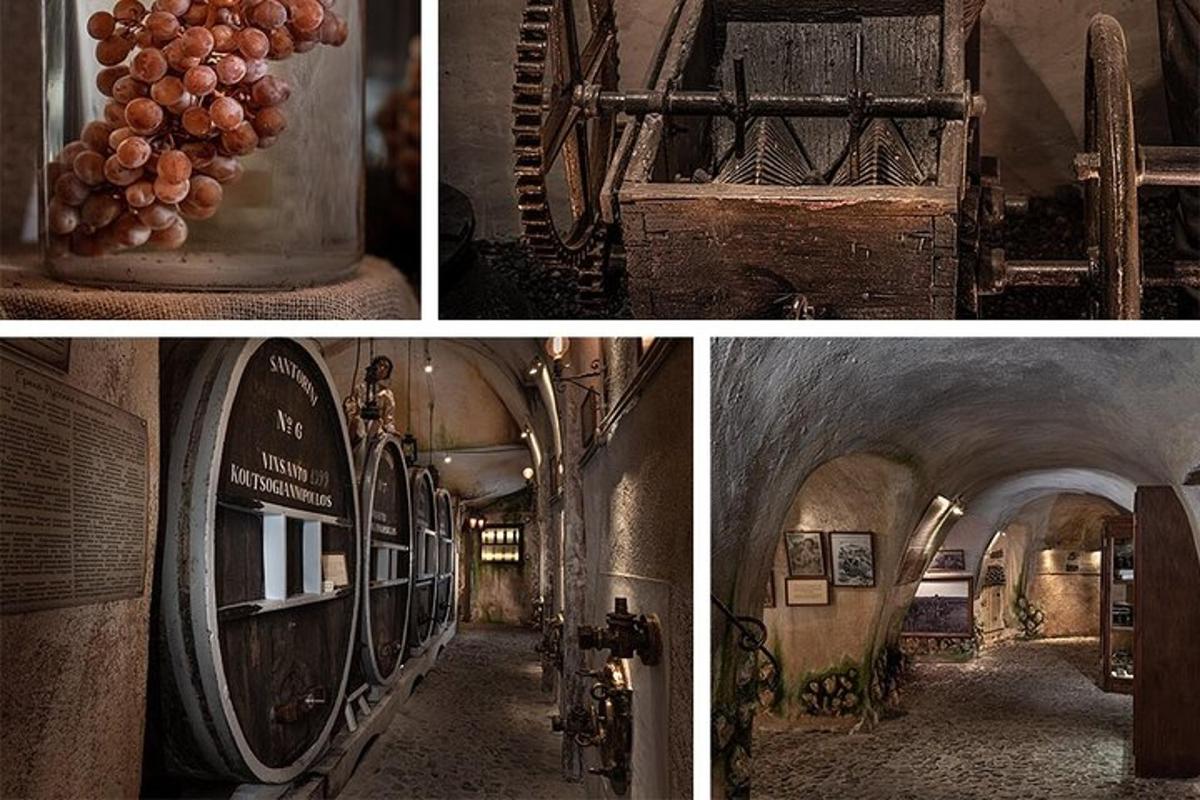Un collage de imágenes de una bodega con uvas.
