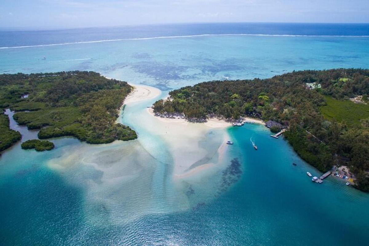 an aerial view of an island in the ocean