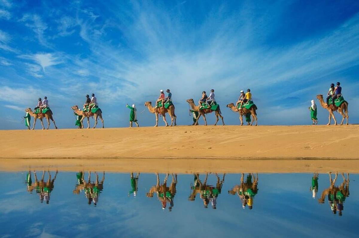 un grupo de personas montando a caballo en la playa
