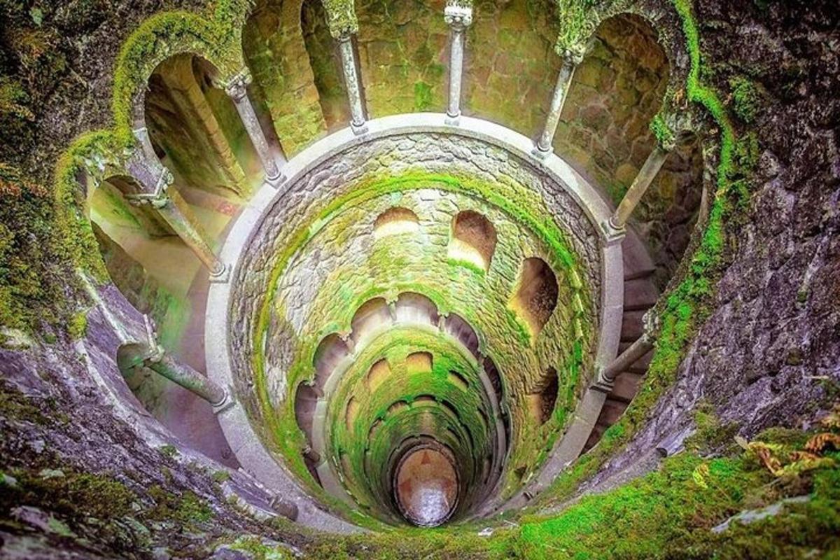 pohled na tunel se zeleným mechem
