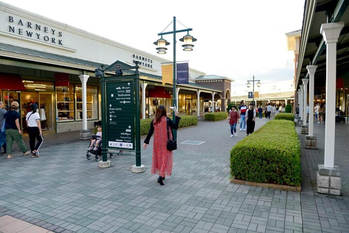 una dona caminant per un carrer en un centre comercial