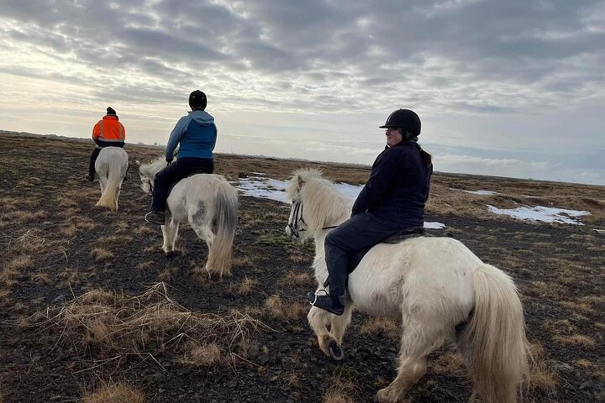 un gruppo di persone a cavallo in un campo
