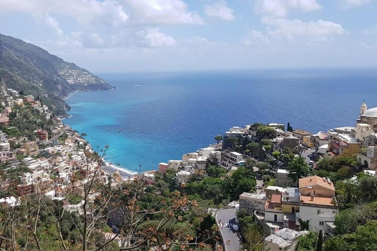 una vista aerea di una città e dell'oceano