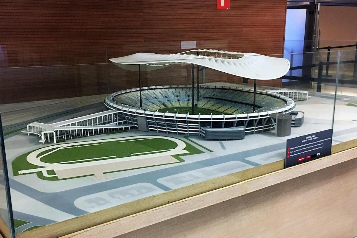 a model of a baseball stadium in a display case