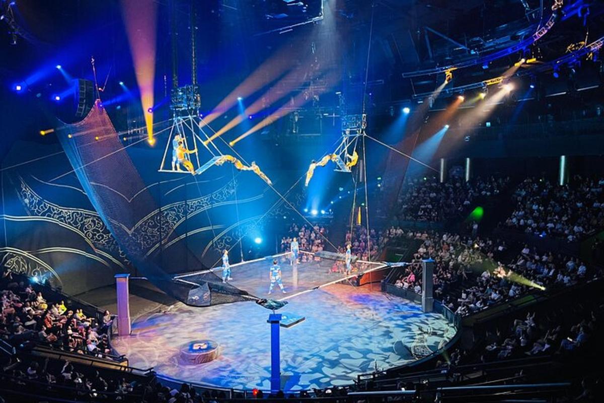 a stage with a show in an arena
