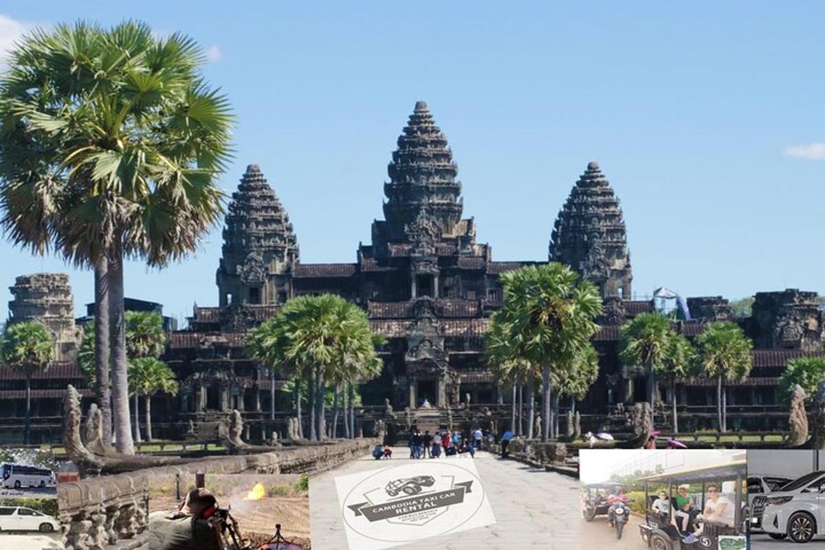 sebuah bangunan besar dengan pokok palma di hadapannya