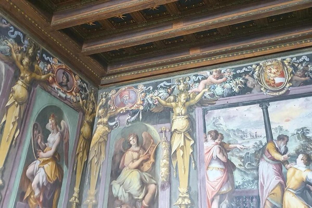a room with a painting on the wall