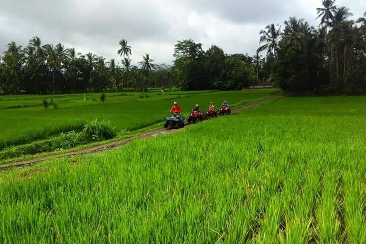 sekumpulan orang menunggang motosikal melalui padang