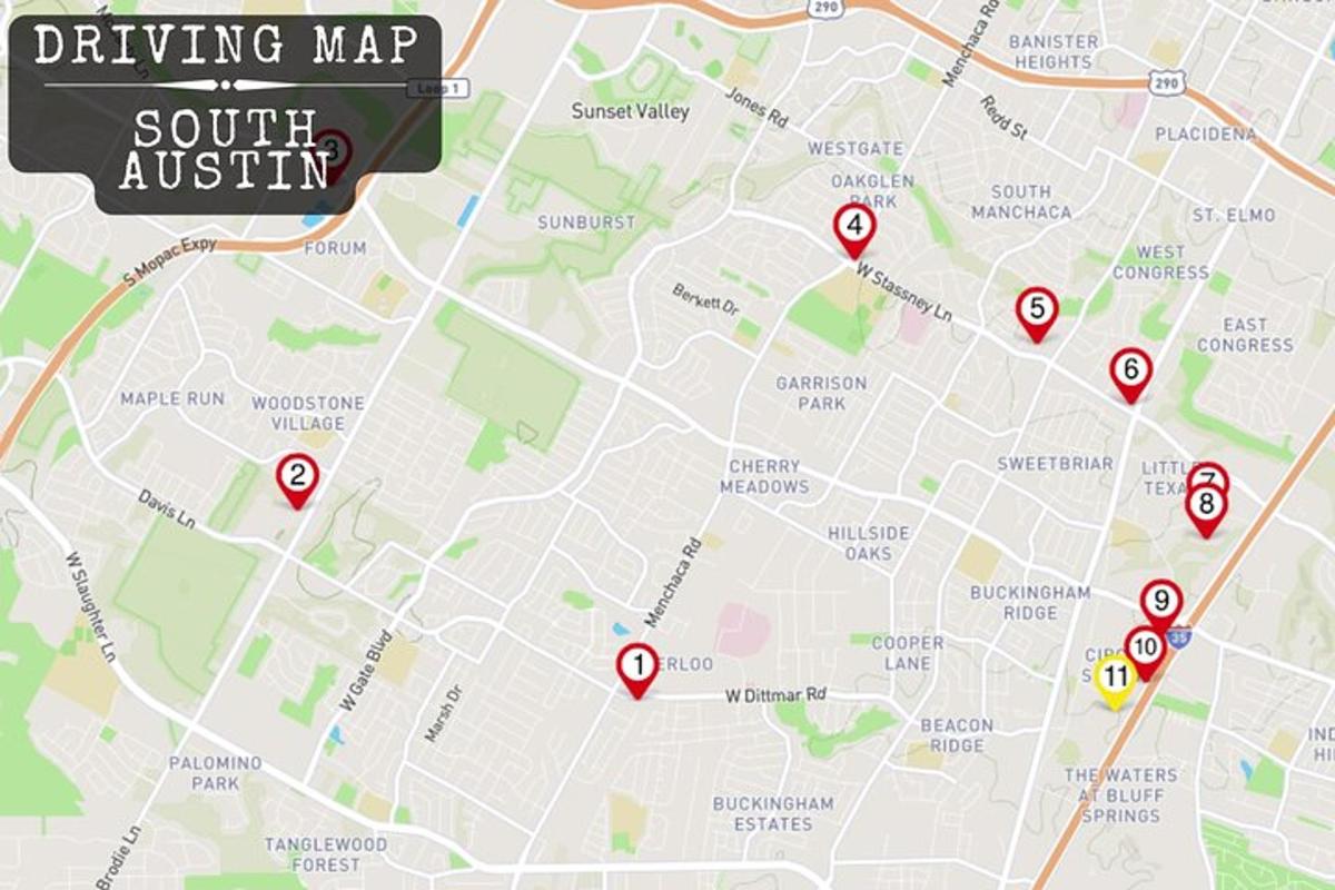 a map with circled locations on it