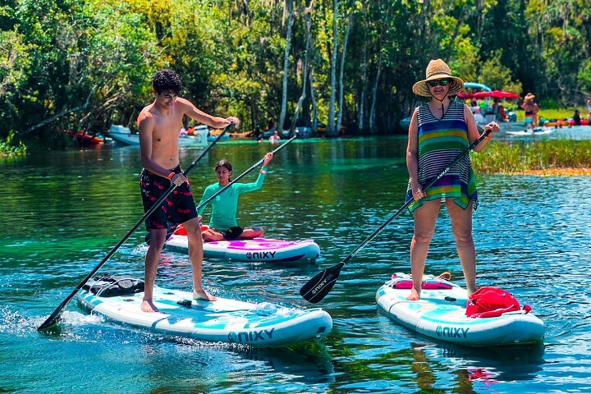 pár lidí na paddleboardech ve vodě