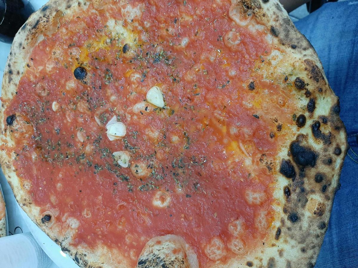 a large pizza sitting on top of a table