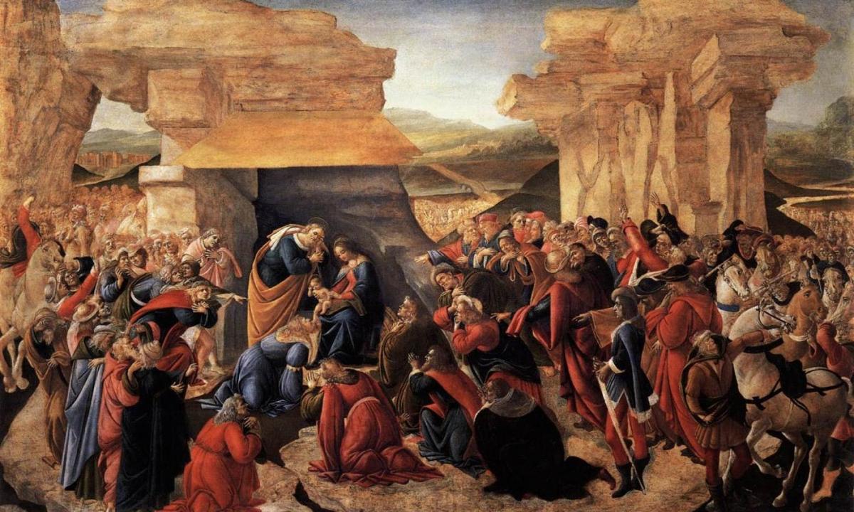 ένας πίνακας με μια ομάδα ανθρώπων σε μια σπηλιά