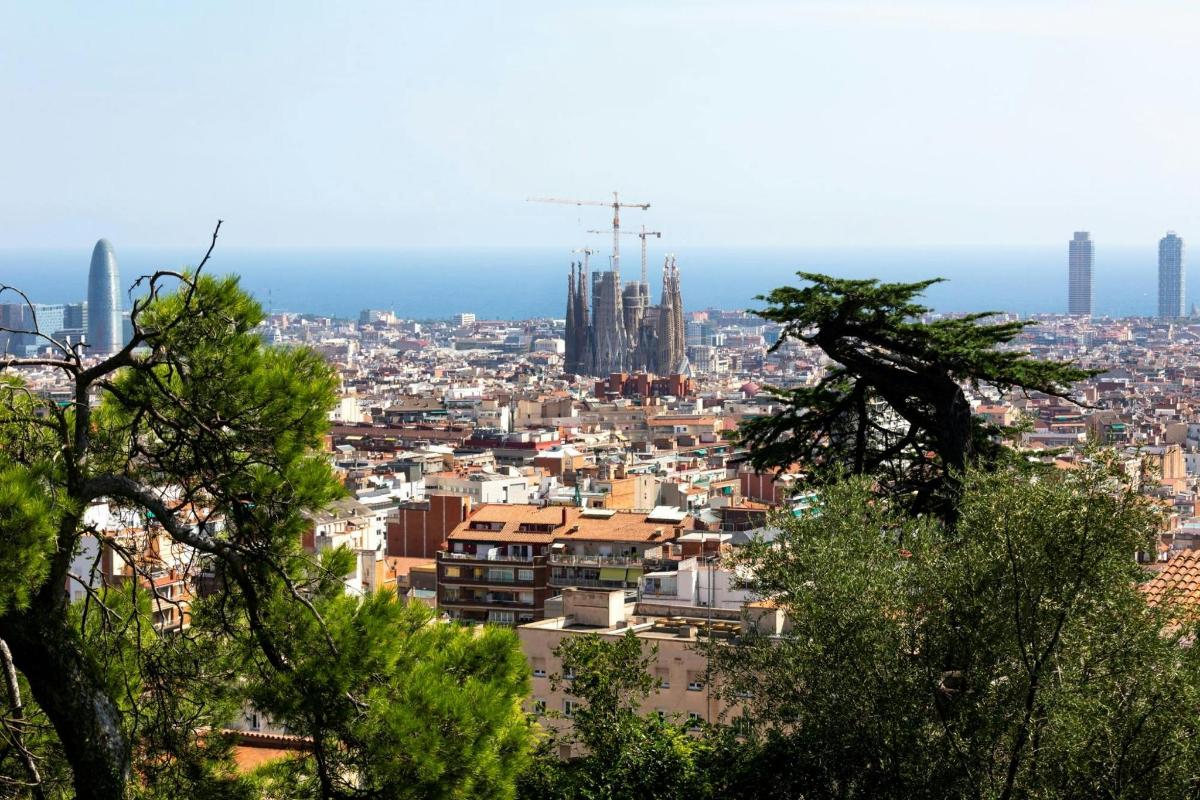 a view of a city with buildings and trees