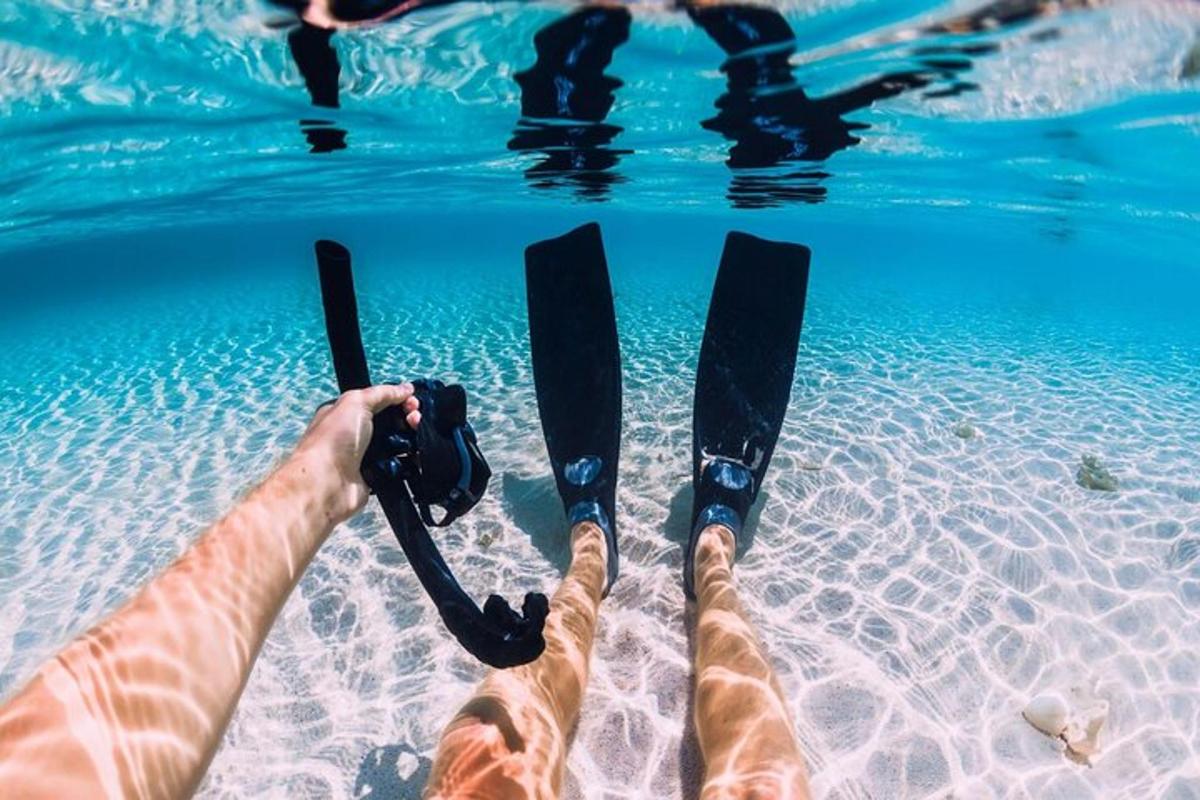 una persona con i piedi nell'acqua con gli sci