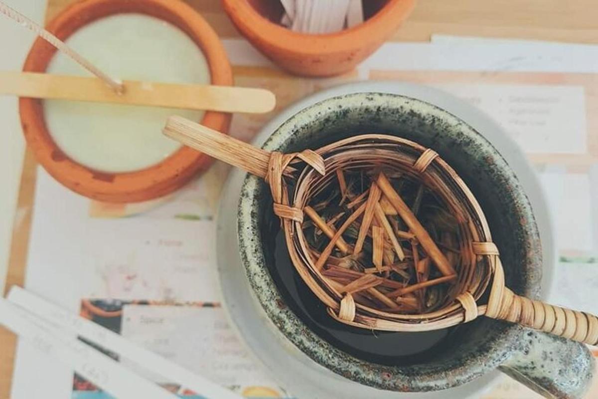 a pair of wooden chopsticks sitting in a bowl