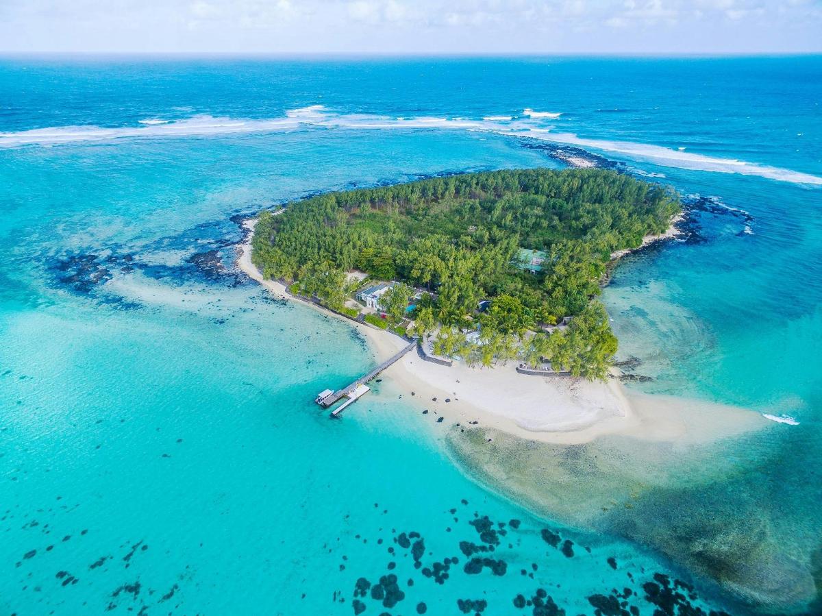 an aerial view of an island in the ocean