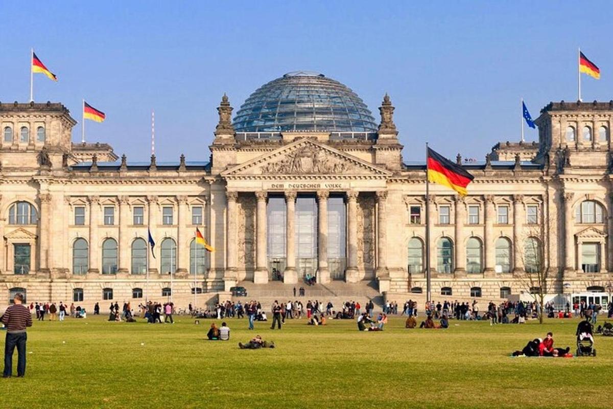 a large building with people in front of it