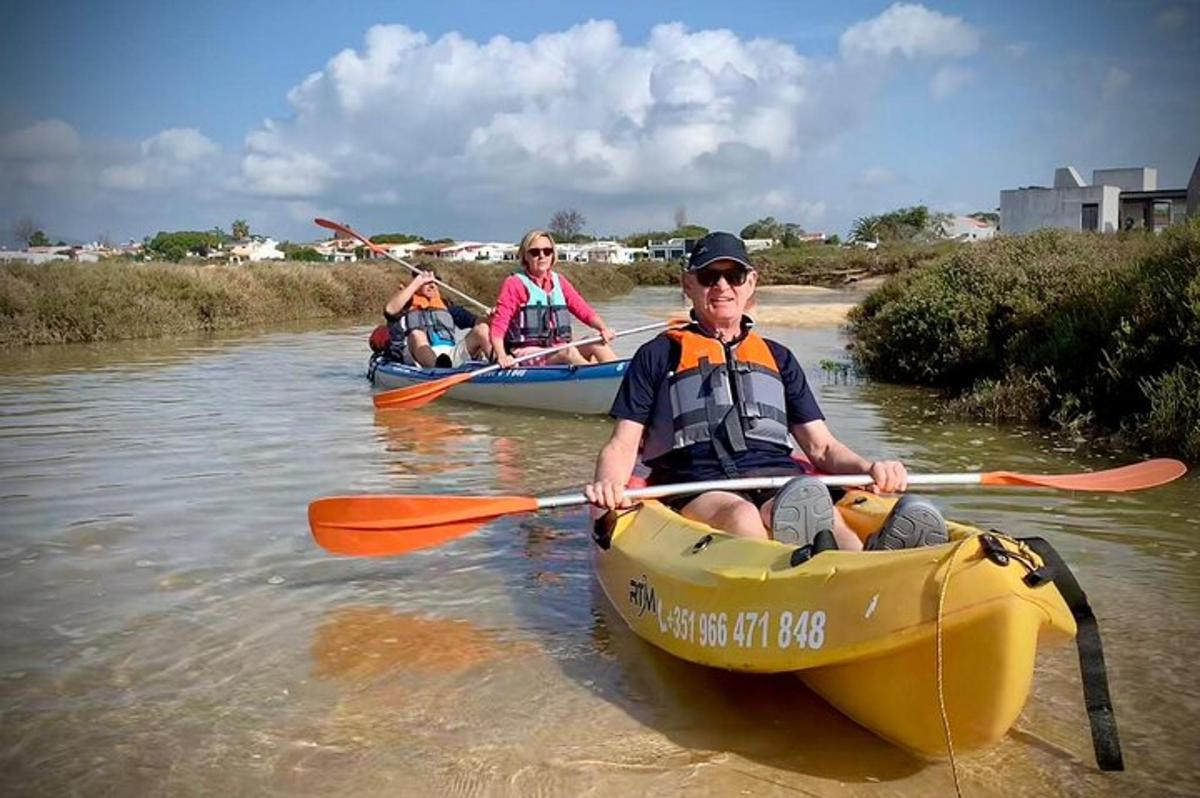 un grupo de personas haciendo kayak en un río