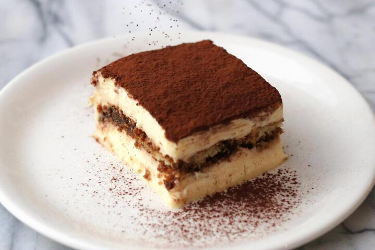 a piece of cake on a white plate