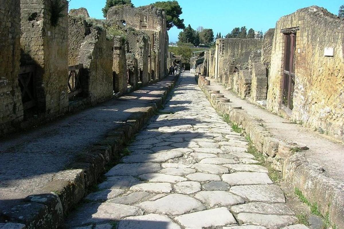 uma rua de paralelepípedos nas ruínas de um edifício