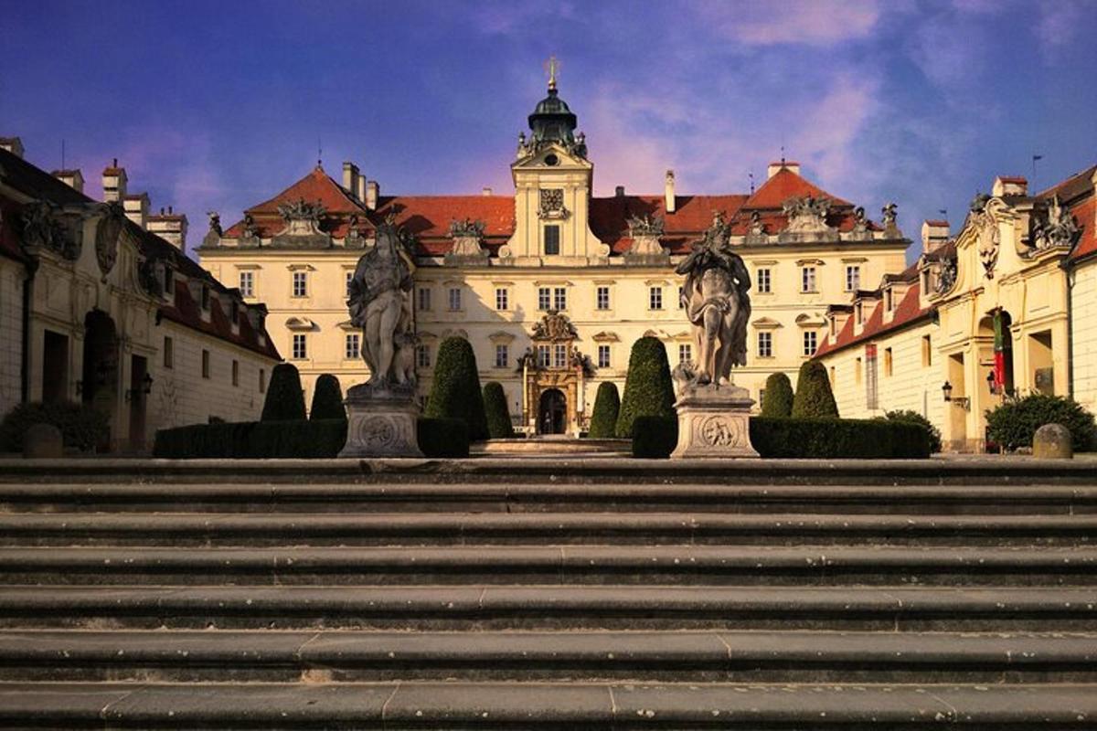 a large building with stairs in front of it