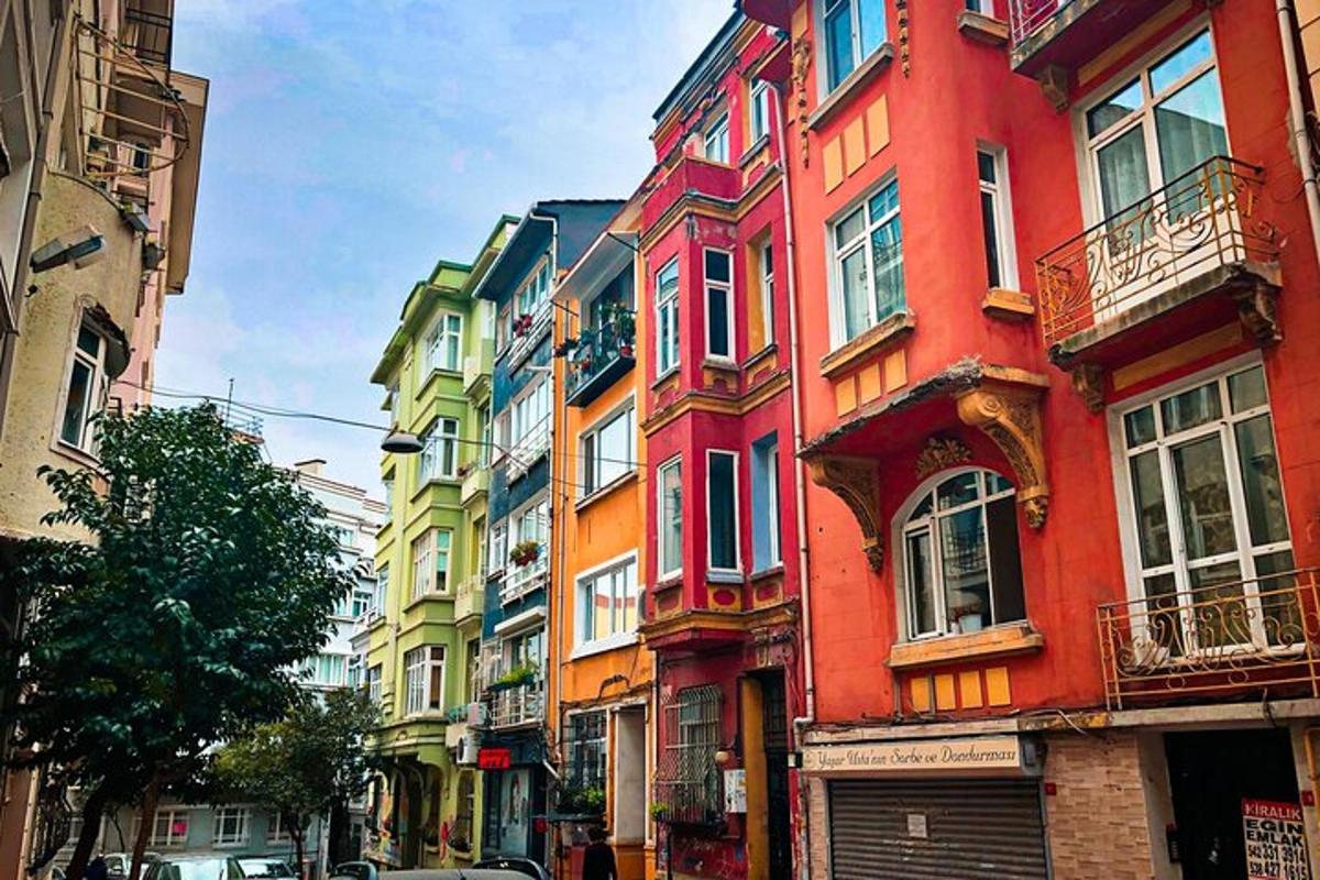 a row of colorful buildings on a city street